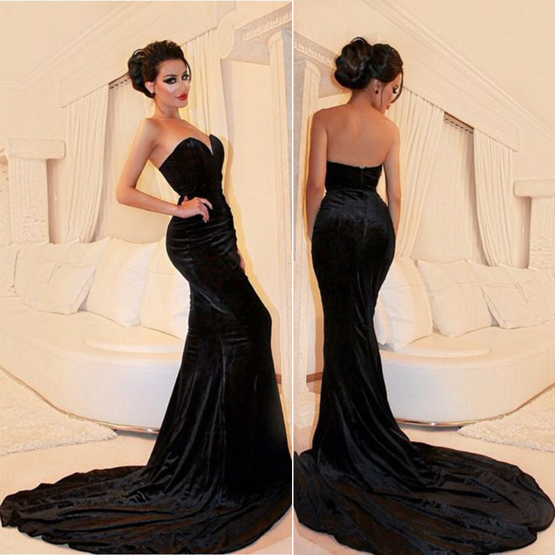 sleeveless black gown