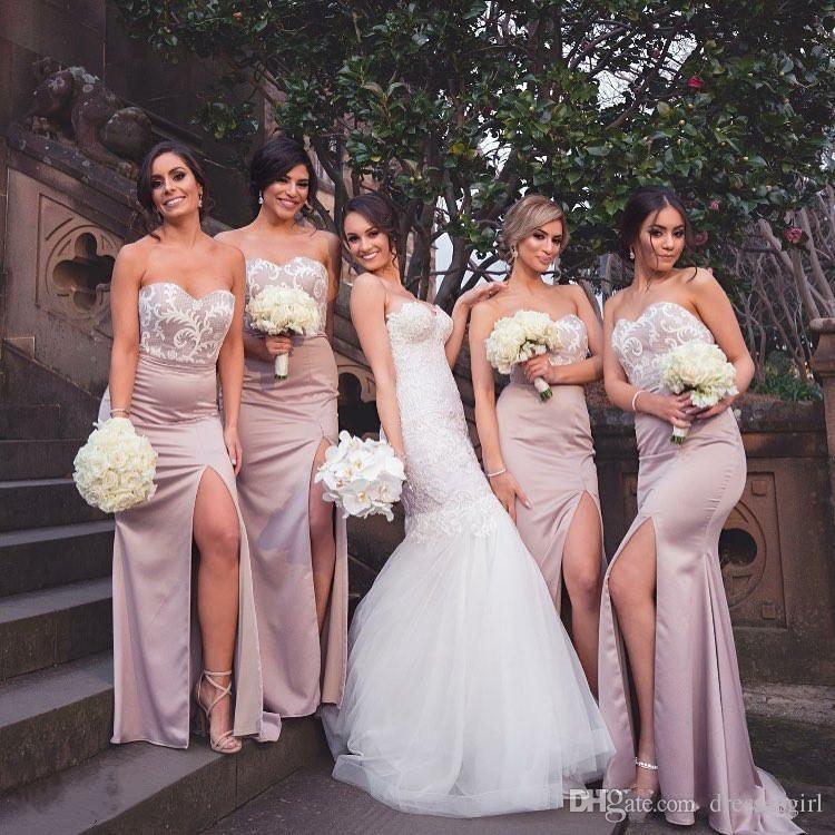 Hot Sales High Side Split Bridesmaid Dresses For Garden Wedding